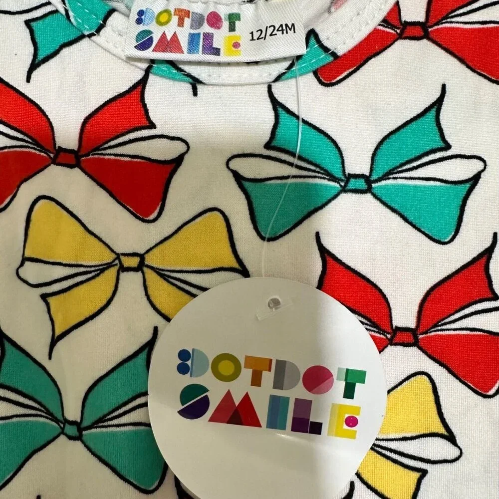 Dot Dot Smile Baby Girl 12/24M Bow Print Full Circle Twirl Tank Dress‎ NWT NEW